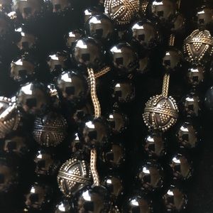 Black quartz with designer silver beads Opa beads necklaces